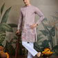 Rajwada Pink Viscose Silk Embroidered Stitched Kurta For Men