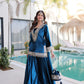 Rajwada Blue Velvet Solid Kurta Set For Women