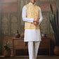 Rajwada White Silk Blend Plain Stitched Kurta Set For Men