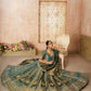 Rajwada Green Tissue Embroidered Semi-Stitched Lehenga For Women