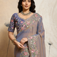 Rajwada Dusty Blue Chiffon Embroidered Saree For Women