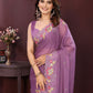 Rajwada Lavender Georgette Solid Saree For Women