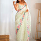 Rajwada Light Green Organza Embroidered Solid Saree For Women