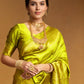 Rajwada Lime Green Silk Blend Woven Pithani Saree For Women
