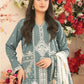 Rajwada Light Green Cotton Blend Embroidered Semi Stitched Kurta Set For Women