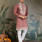 Rajwada Blush Pink Viscose Silk Embroidered Stitched Kurta For Men