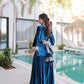 Rajwada Blue Velvet Solid Kurta Set For Women