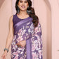 Rajwada Purple Georgette Floral Print Saree For Women