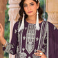 Rajwada Wine Organza Embroidered Semi-Sitched Kurta Set For Women