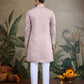 Rajwada Pink Viscose Silk Embroidered Stitched Kurta For Men