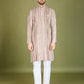 Rajwada Mauve Viscose Rayon Embroidered Stitched Kurta For Men