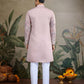 Rajwada Pink Viscose Silk Embroidered Stitched Kurta For Men