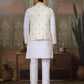 Rajwada White Silk Blend Plain Stitched Kurta Set For Men