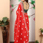 Rajwada Red Cotton Linen Woven Printed Saree For Women