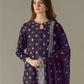 Rajwada Dark Purple Georgette Embroidered Semi Stitched Kurta Set For Women