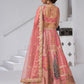 Rajwada Pink Silk Blend Embroidered Semi-Stitched Lehenga For Women