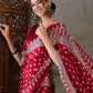 Rajwada Red Silk Blend Printed Elegant Saree For Women