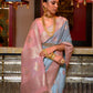 Rajwada Blue Linen Woven Saree With Unstitched Blouse for Women