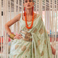 Rajwada Green Silk Blend Woven Saree With Unstitched Blouse for Women