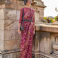 Rajwada Wine Organza Woven Saree With Unstitched Blouse For Women