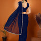 Rajwada Navy Blue Georgette Printed Saree For Women