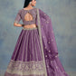 Rajwada Purple Art Silk Embellished Semi-Stitched lehenga For Women
