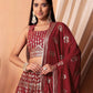 Rajwada Maroon Georgette Embellished Semi-Stitched Lehenga For Women