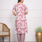 Rajwada Off White And Pink Chanderi Embroidered And Printed Stitched Kurta Set Without Dupatta For Women