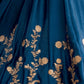 Rajwada Teal Blue Silk Blend Embroidered Lehenga For Women