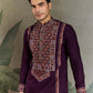 Rajwada Purple Viscose Silk Embroidered Stitched Kurta For Men