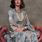 Rajwada Grey Silk Blend Woven Saree With Unstitched Blouse For Women