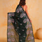 Rajwada Black Silk Blend Embroidered Saree With Unstitched Blouse For Women