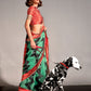 Rajwada Green Silk Blend Woven Saree With Unstitched Blouse For Women