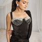 Rajwada Black Organza Solid Ready To Wear Saree With Stitched Blouse For Women