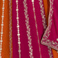 Rajwada Pink And Orange Georgette Embroidered Semi-Stitched lehenga For Women