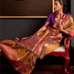 Rajwada Gold Silk Blend Woven Saree With Unstitched Blouse For  Women