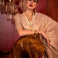 Rajwada Peach Silk Blend Woven Saree With Unstitched Blouse For Women