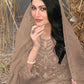 Rajwada Light Brown Georgette Embroidered Semi-Stitched Kurta Set For Women