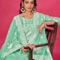 Rajwada Green Organza Embroidered Semi-Stitched Kurta Set For Women