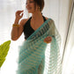 Rajwada Light Blue Organza Lace Work Saree With Unstitched Blouse For Women