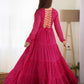 Rajwada Pink Georgette Embroidered Stitched Gown For Women