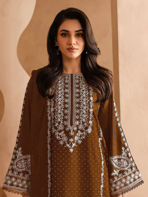 Rajwada Brown Georgette  Embroidered Semi-Stitched Kurta Set For Women
