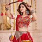 Rajwada Multicolor Cotton Blend Solid With Golden Border Semi-Stitched Lehenga For Women
