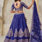 Rajwada Dark Blue Silk Blend Embroidered Semi-Stitched Lehenga For Women