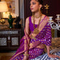 Rajwada Purple Silk Blend Woven Saree With Unstitched Blouse for Women