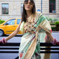 Rajwada Multicolor Satin Printed Saree With Unstitched Blouse For Women