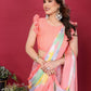 Rajwada Peach Silk Blend Printed Saree For Women