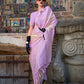 Rajwada Lavender Silk Blend Woven Saree With Unstitched Blouse For Women