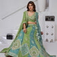 Rajwada Green Georgette Tissue Embroidered Semi-Stitched Lehenga For Women
