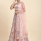 Rajwada Baby Pink Georgette Embellished Semi-Stitched Lehenga For Women